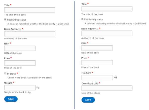 form displays of paper book and EBook bundles