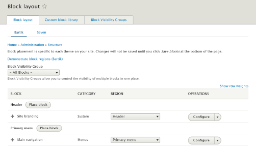 Block system after the installation of blocks visibility groups Drupal module