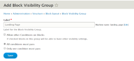 Adding a new block visibility group