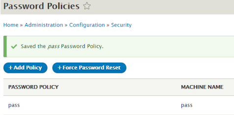 Password policy created