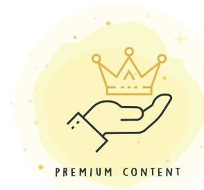 An illustration showing a crown placed on a palm with premium content in it