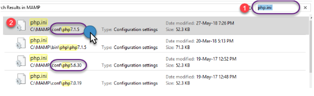 Searching for php.ini file and checking the version of php 