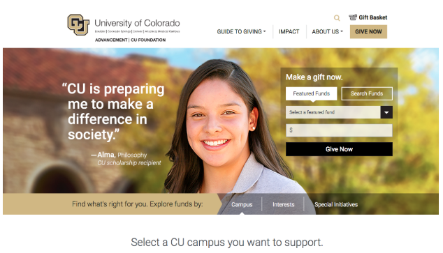 Homepage of University of Colorado