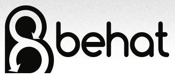 Logo of Behat with the word 'behat' written in black colour and an icon representing number 8