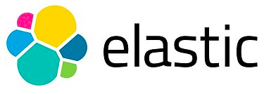 Official logo of ElasticSearch with an multicoloured icon on left and word 'Elastic' on right