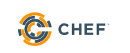 Logo in orange and black cirlcles and text Chef on the right