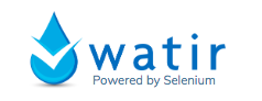 Logo in blue drop and text 'watir' on right 