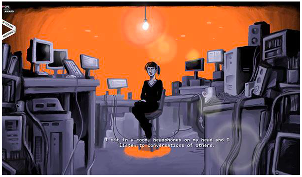 Illustration showing a woman sitting alone inside a room full of computers