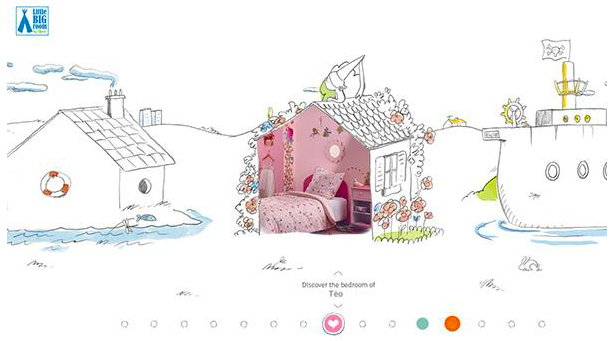 Illustration showing a couple of houses and a ship