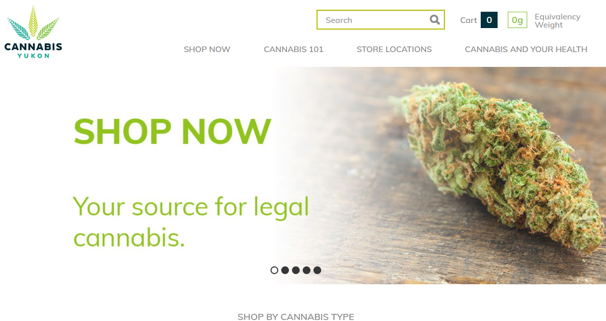 The home page of Cannabis Yukon is shown.