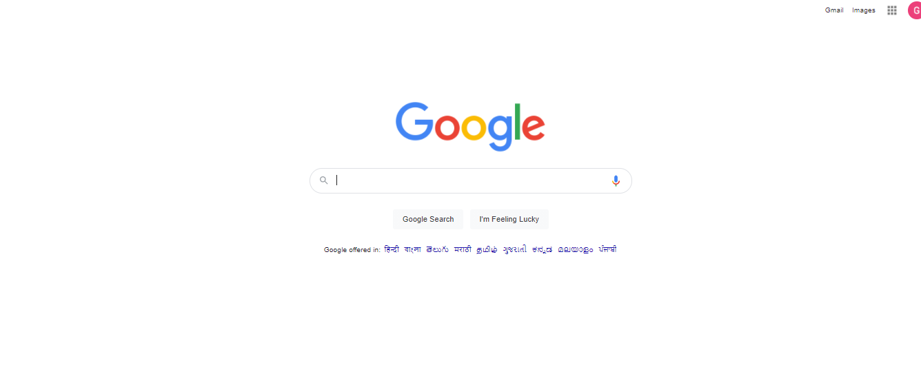 Google's search page is shown. 