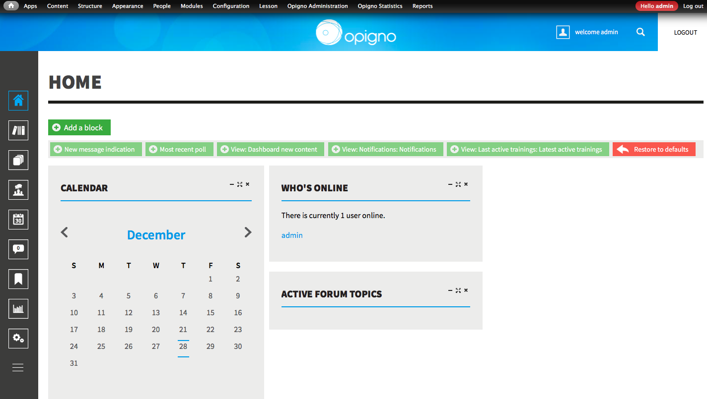 Demo for Opigno; homepage for opigno