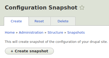 creating snapshot in the configuration snapshot