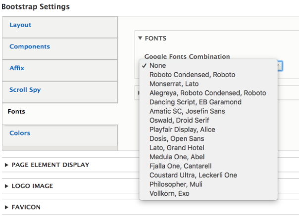 setting the fonts in bootstrap settings