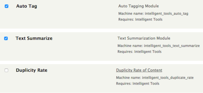 enabling auto tag, text summarize in the Drupal 8 website