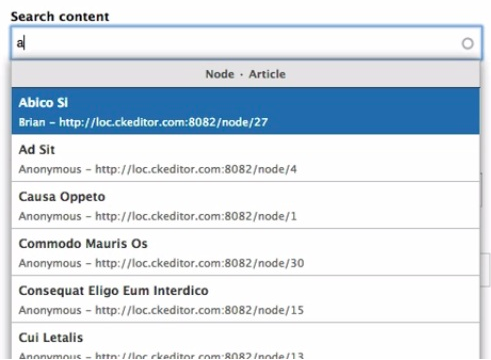 Searching content in the linkit module; Using Auto complete