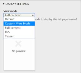 selecting custom view mode in display settings