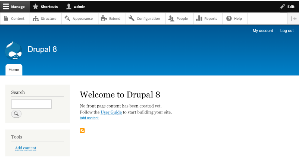 Drupal 8 home page