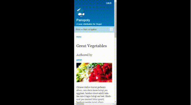 mobile version of website - great vegetables