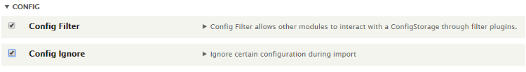 enabling config filter and config ignore