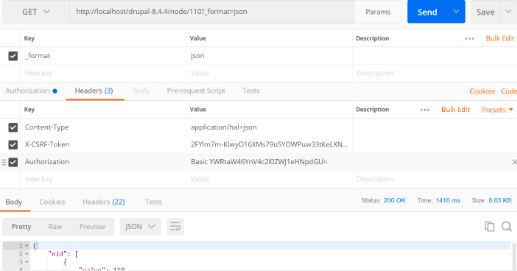 You should receive a 200 OK response code along with node in the specified format