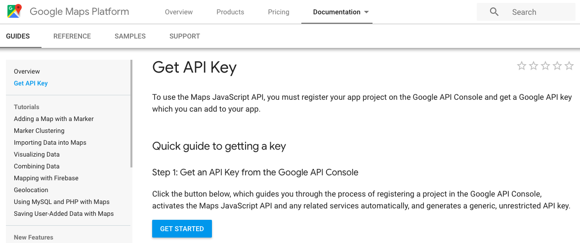 Get an API Key from the Google API Console