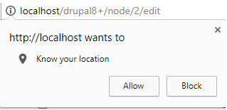 local host pop up asking for permissions to know the location