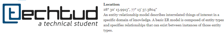 Techtud logo with the longitudinal and latitudinal location 