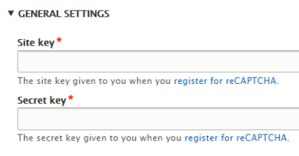 In general settings enter site and secret key