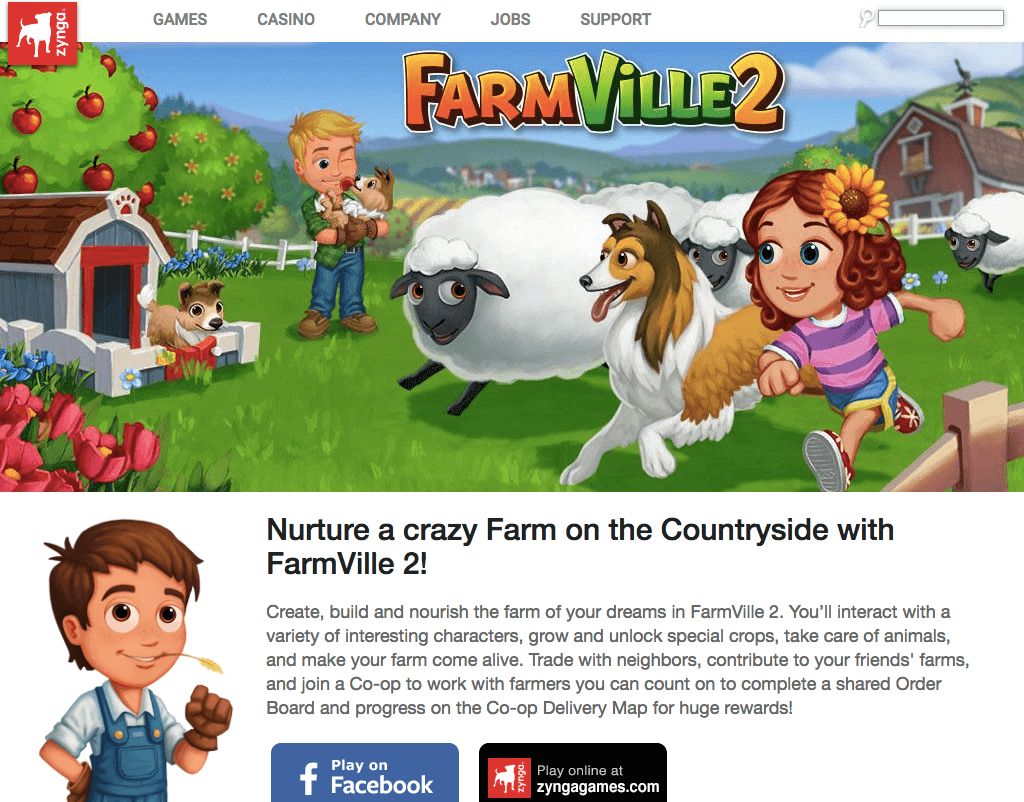 Farmville 2 description on Zynga