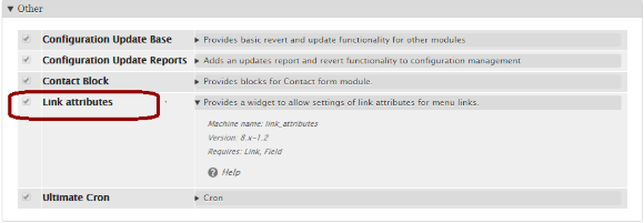 configuring the link attribute module