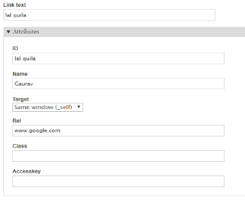 attributes configured shown in the field