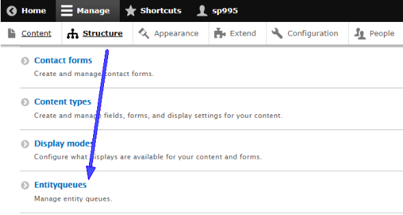 configuring entityqueues module