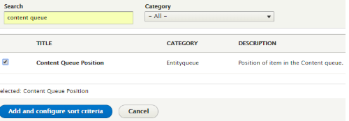 configuring sort criteria