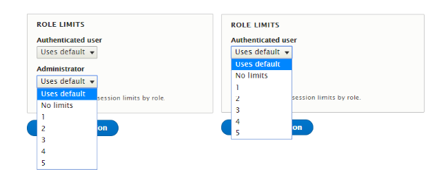 Setting limit for Administrator and Authenticated user