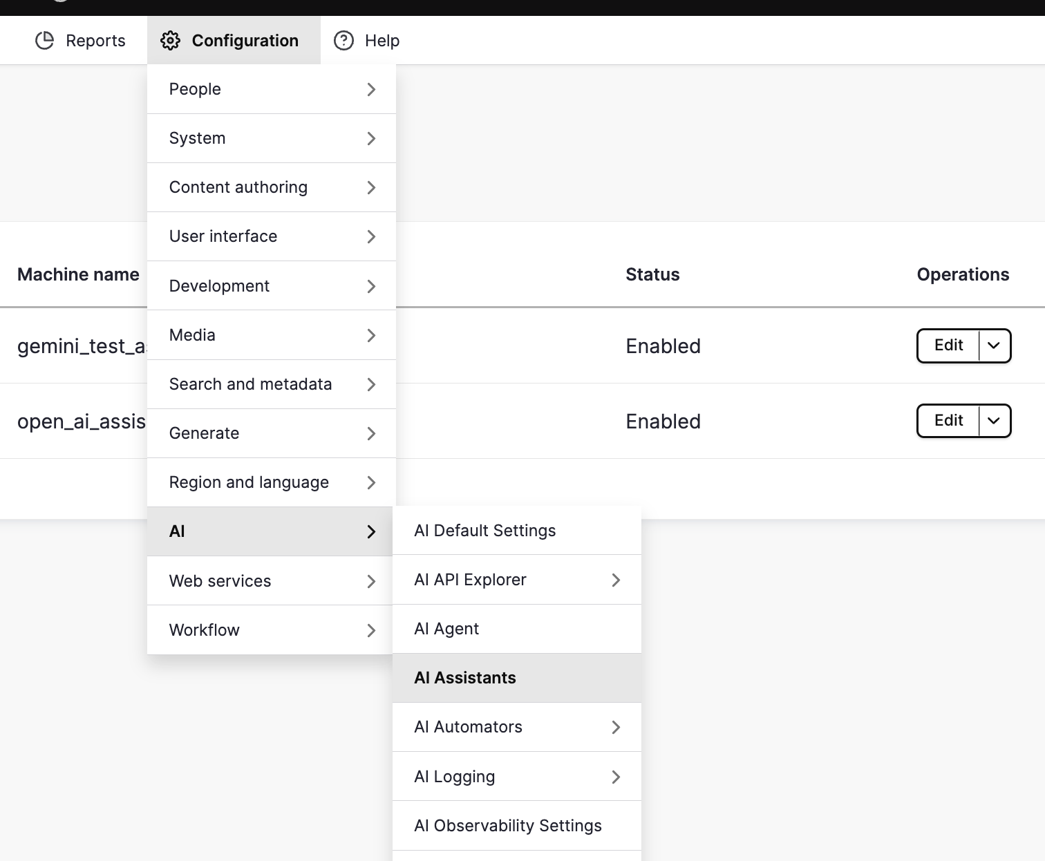 Einrichtungsschritte Navigieren zur KI-Assistenten-Seite Drupal AI Search OpenSense Labs