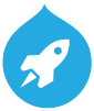 A drop shaped icon and a rocket passing through it representing Acquia lift logo