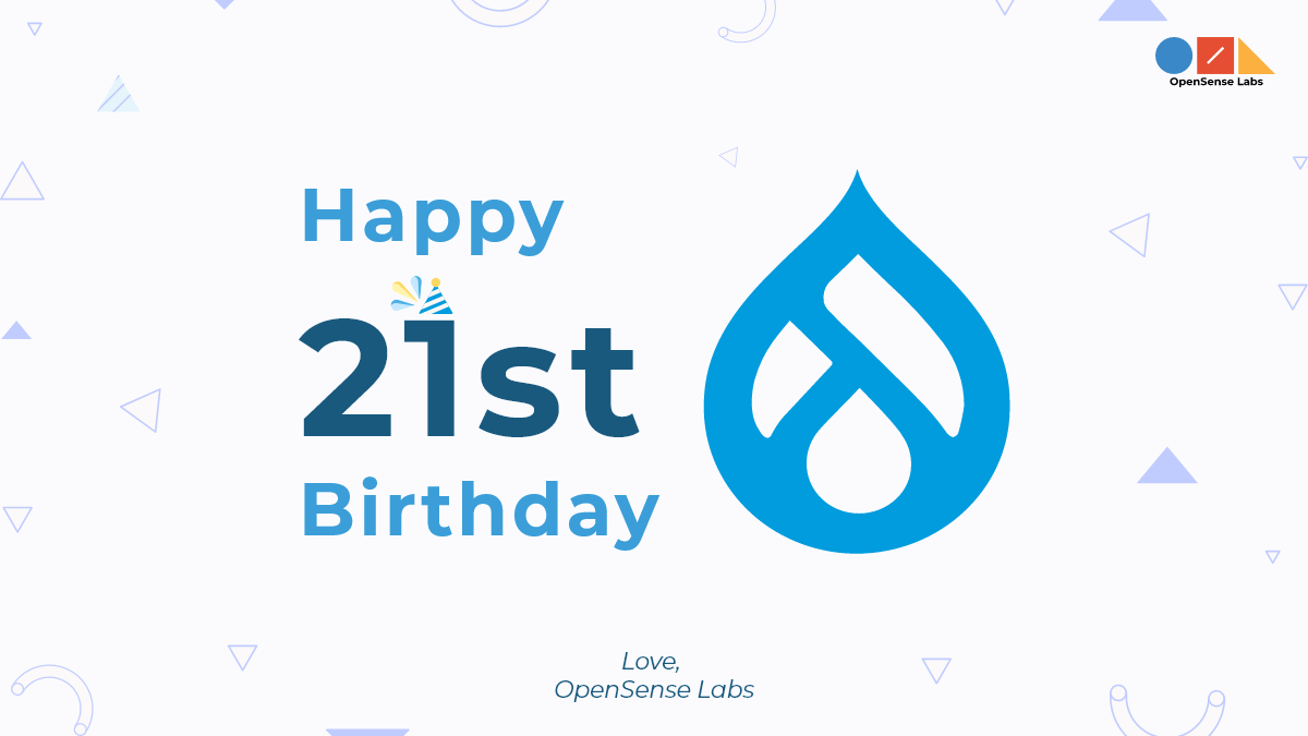 An image celebrating Drupal's 21st birthday