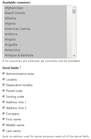 select the countries to be included