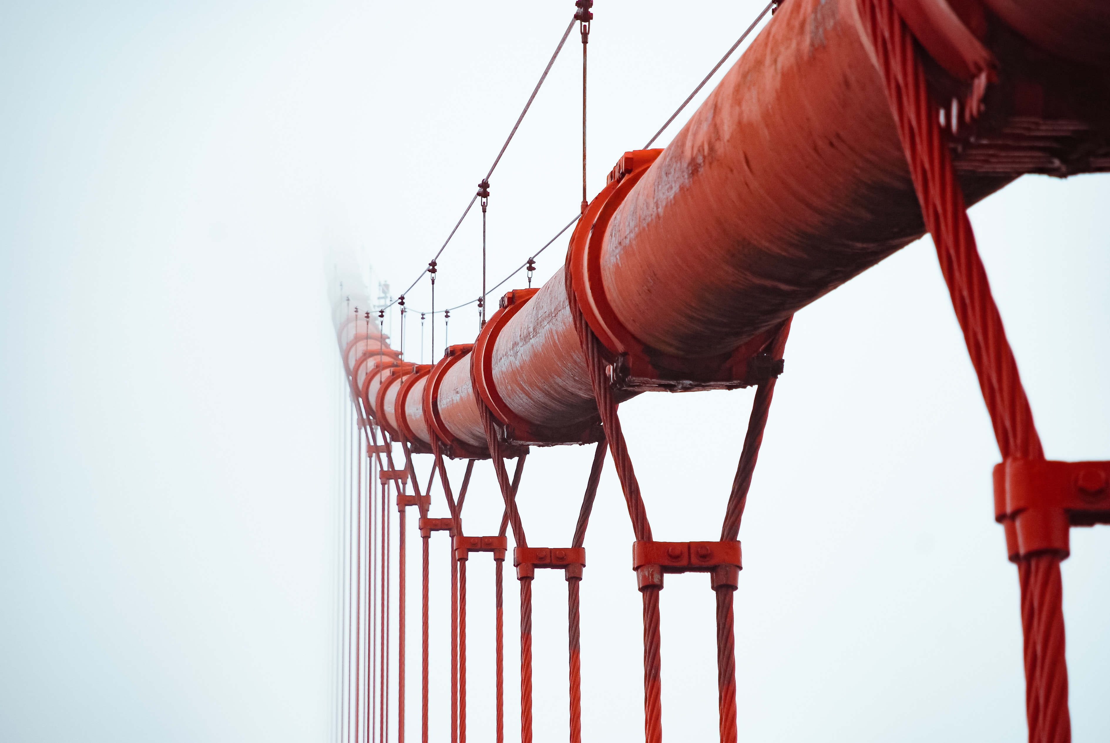 illustration image showing red pipe with red ropes in a white background with fog ahead