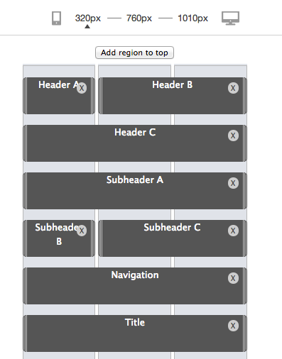 Layout Drupal module interface with horizontal layers from top to bottom