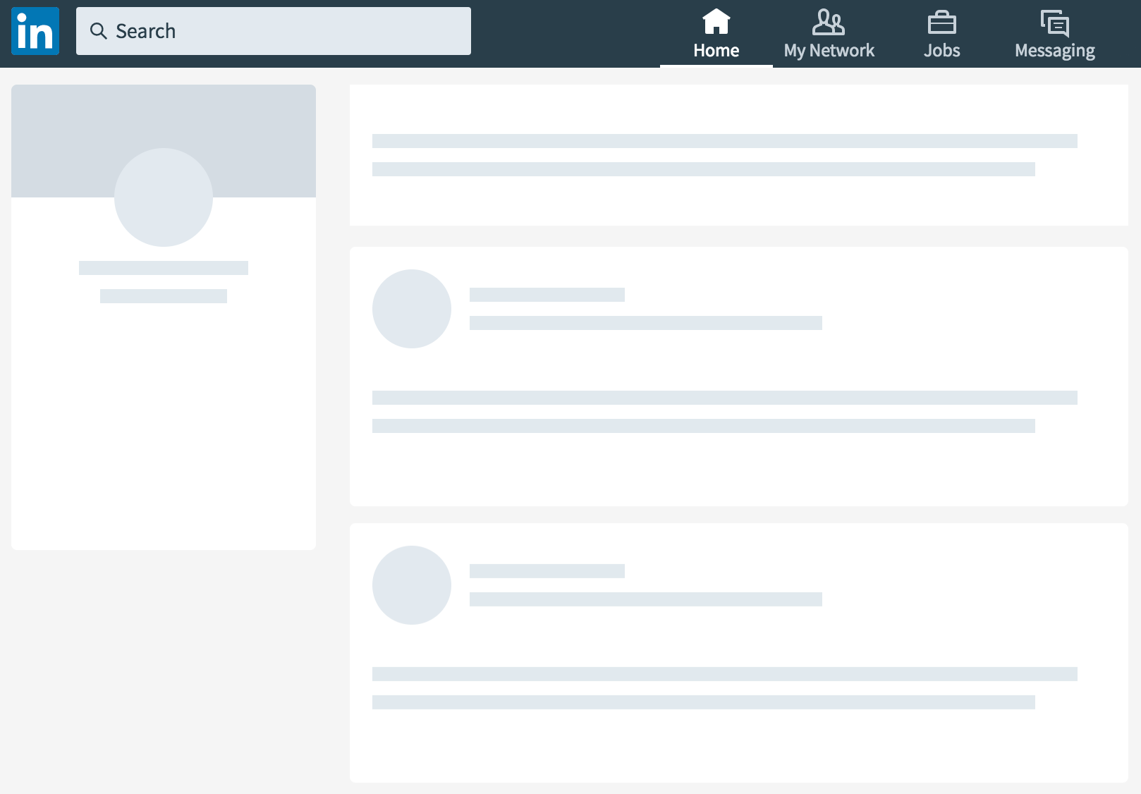 Image showing a skeleton of Linkedin while loading.