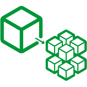 image showing a green colour cube divided into many green coloured small cubes