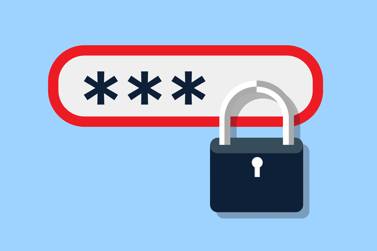 graphic for securing password; a lock and the password