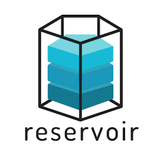 logo of reservoir with a cylindrical shape containing blue boxes