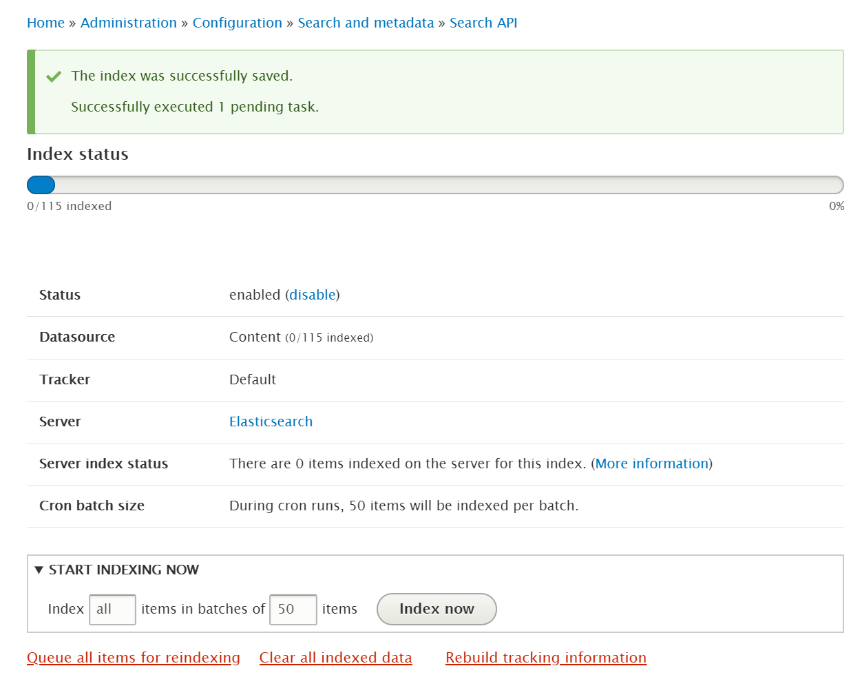 Indexing the content items