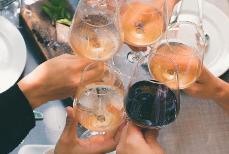 People are raising a toast.