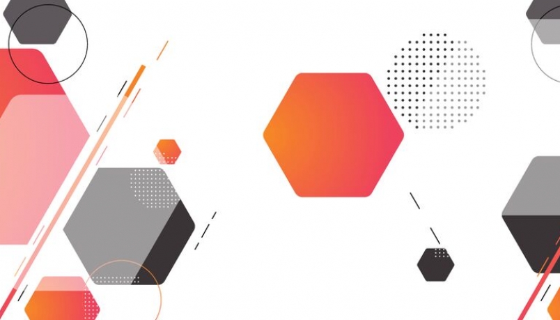 Blog banner hexagonal shapes and a white background