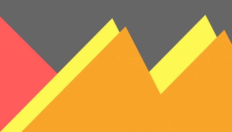 blog banner with red, yellow triangles