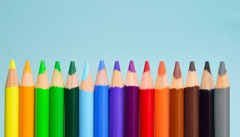 row of colourful pencils